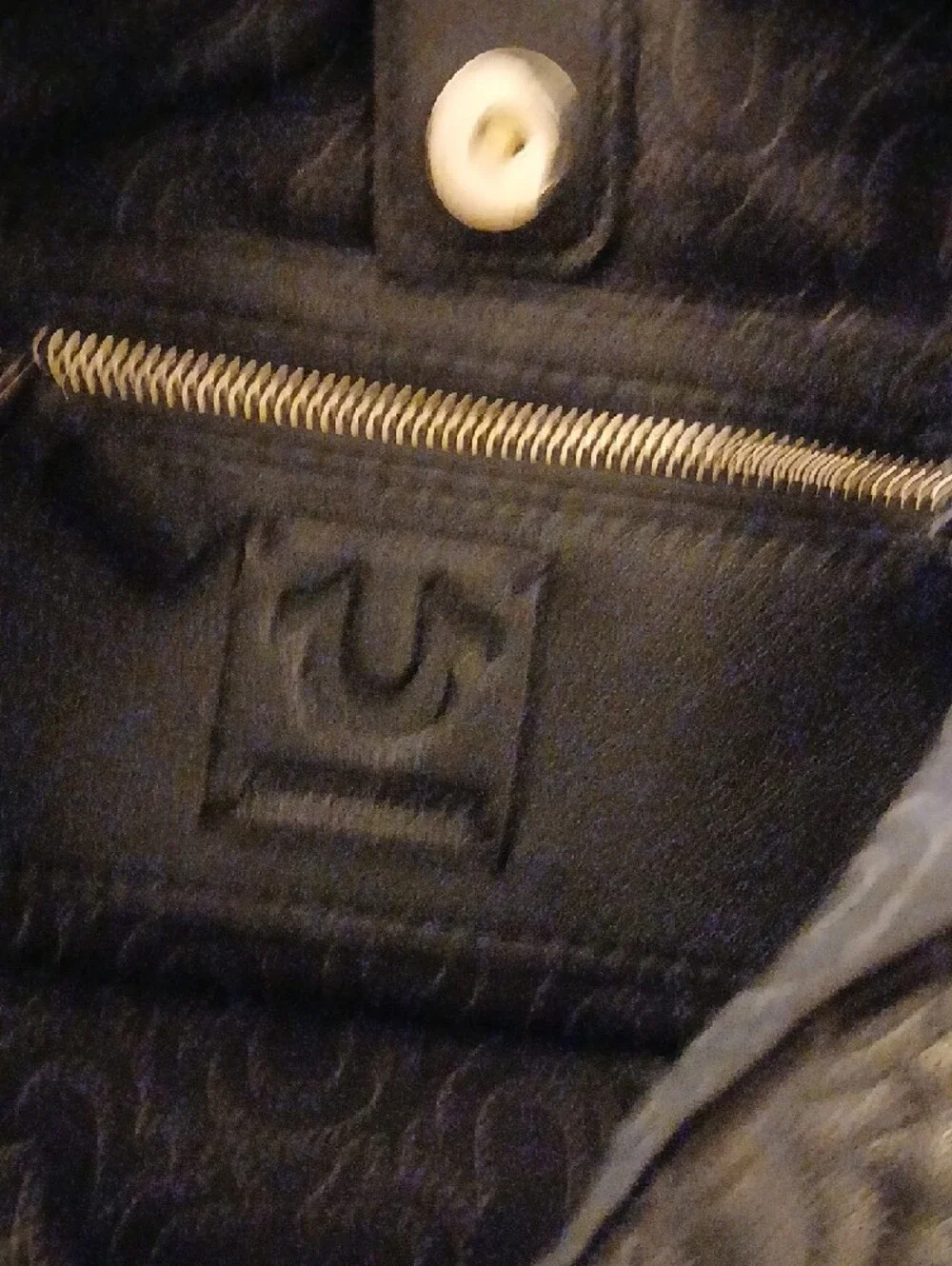 True Religion Women's Black Vegan Leather Logo Buckle Y2K Hobo Bag